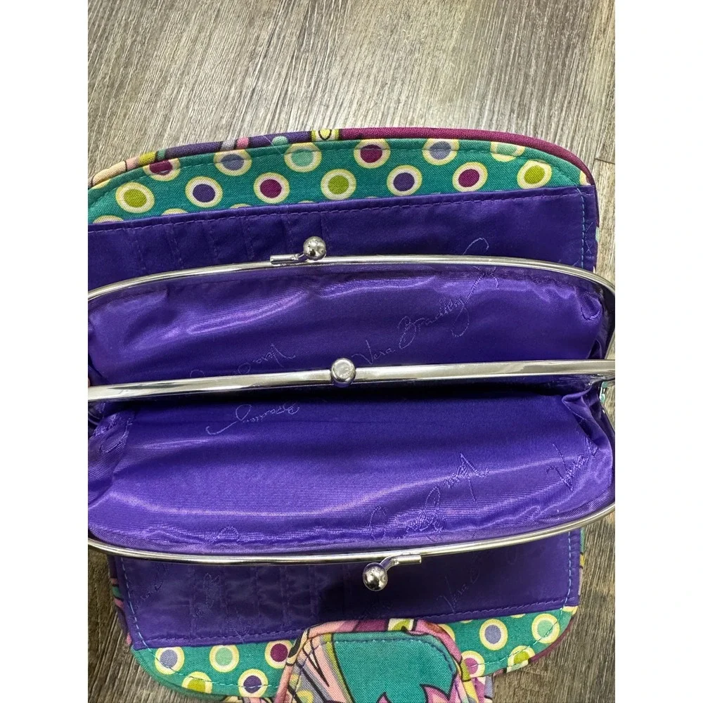 Vera Bradley Plum Petals Quilted Heather Turnlock Wallet Kisslock Coin Purse
